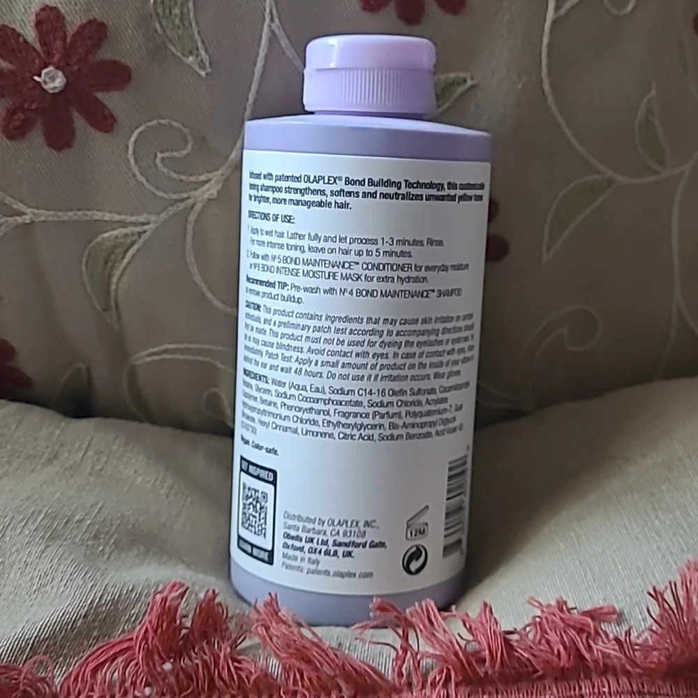 Olaplex No.4P Blonde Enhancer Toning Shampoo.